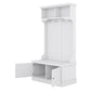 Hall Tree with Storage Shoe Bench, 4-in-1 Design with Coat Racks and 4 Hooks, White Finish