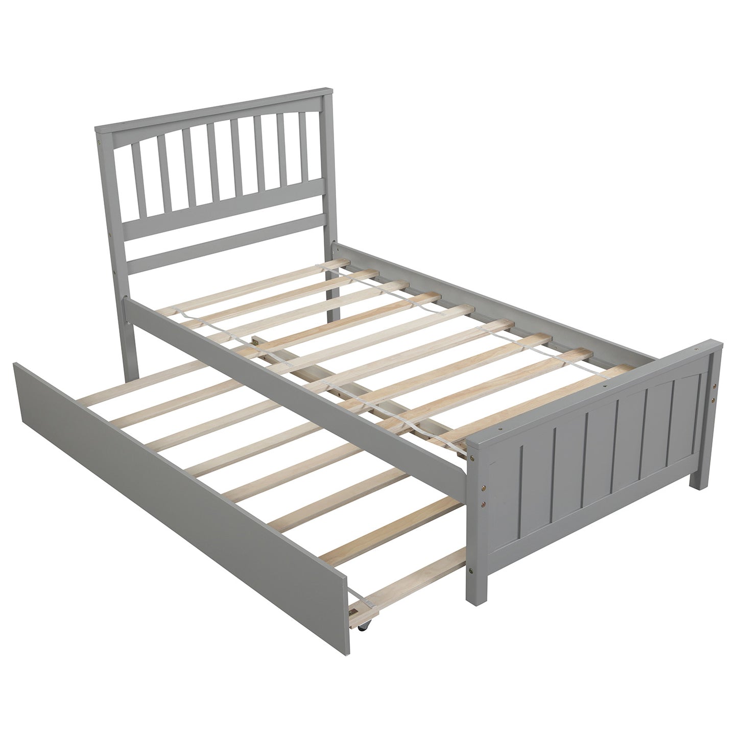 Twin size Platform Bed with Trundle Gray