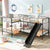 Twin Size L-Shaped Bunk Bed with Slide and Ladder  Black