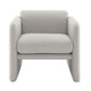 Armchair with wavy armrests, metal decorations on both sides of the armrests, made of Teddy cloth, light gray