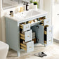 36 inch bathroom vanity with resin sink combination set with 6 drawers and 2 cabinets, storage cabinet vanity set, light blue