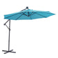 10 FT Solar LED Patio Outdoor Umbrella Hanging Cantilever Umbrella Offset Umbrella Easy Open Adustment with 32 LED Lights