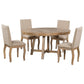 TREXM 5-Piece Farmhouse Dining Table Set with Round Extendable Table and 4 Upholstered Chairs, Natural Wood Wash