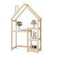 House-shaped Wooden writing Desk Kids study Table Bookshelf & Toy Storage Natural