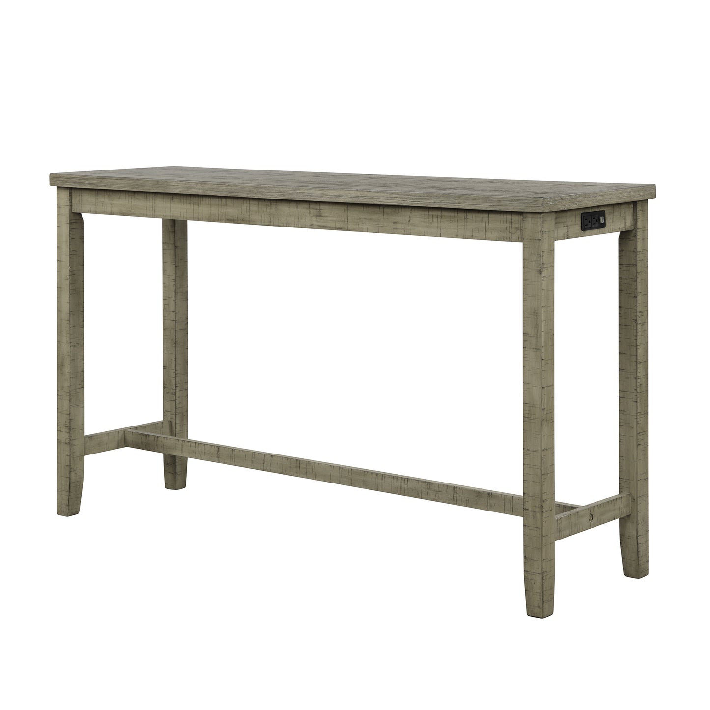 TOPMAX 4-Piece Counter Height Table Set with Fabric Padded Stools, Rustic Bar Dining Set in Gray Green