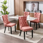 High-end Tufted Solid Wood Contemporary Velvet Upholstered Dining Chair with Wood Legs Nailhead Trim 2-Pcs Set Pink