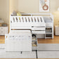 L-shaped Space-Saving Twin Loft and Twin Platform Bed with 7 Drawers and Full Guardrails(WHITE)