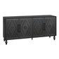 Carved Flower Door Large Storage Cabinet With Metal Handle Suitable For Living Room, Kitchen, Entryway(BLACK)