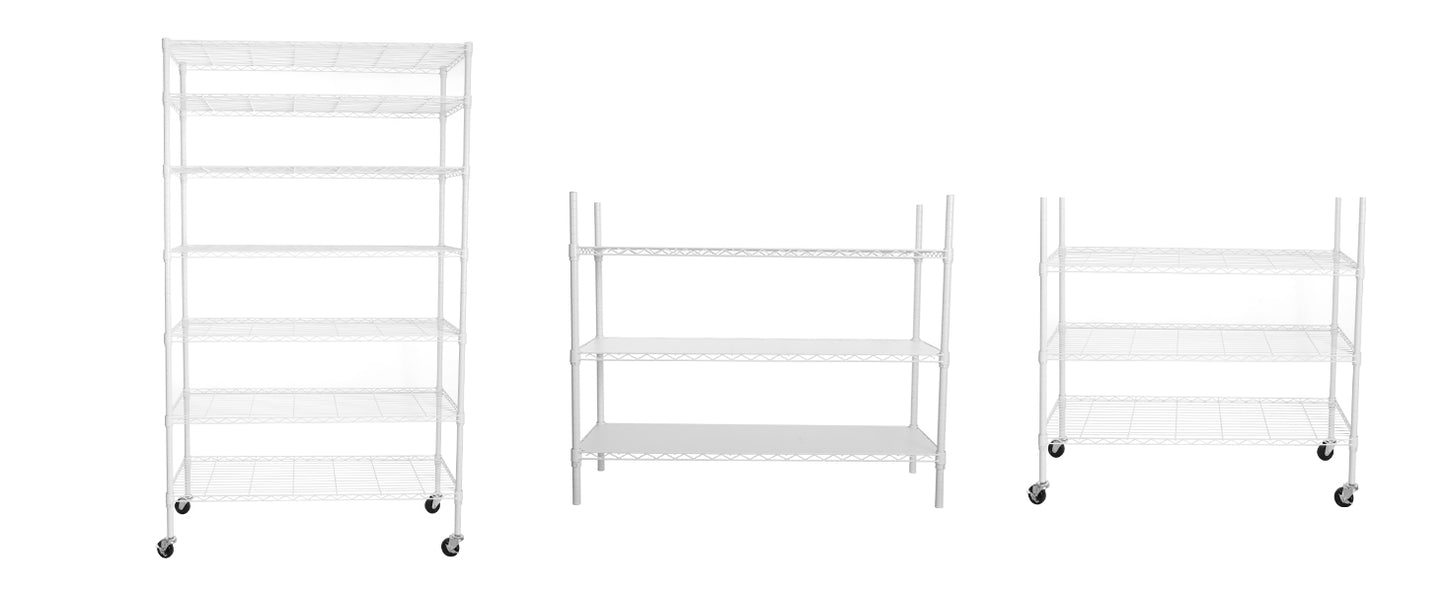 7 Tier Wire Shelving Unit 2450 LBS NSF Height Adjustable Metal Garage Storage Shelves with Wheels White