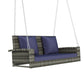 GO 2-Person Wicker Hanging Porch Swing with Chains(Gray Wicker Blue Cushion)