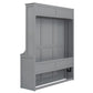 Queen Size Murphy Bed with Built-In Shelf, Space-Saving Design in Modern Gray Finish