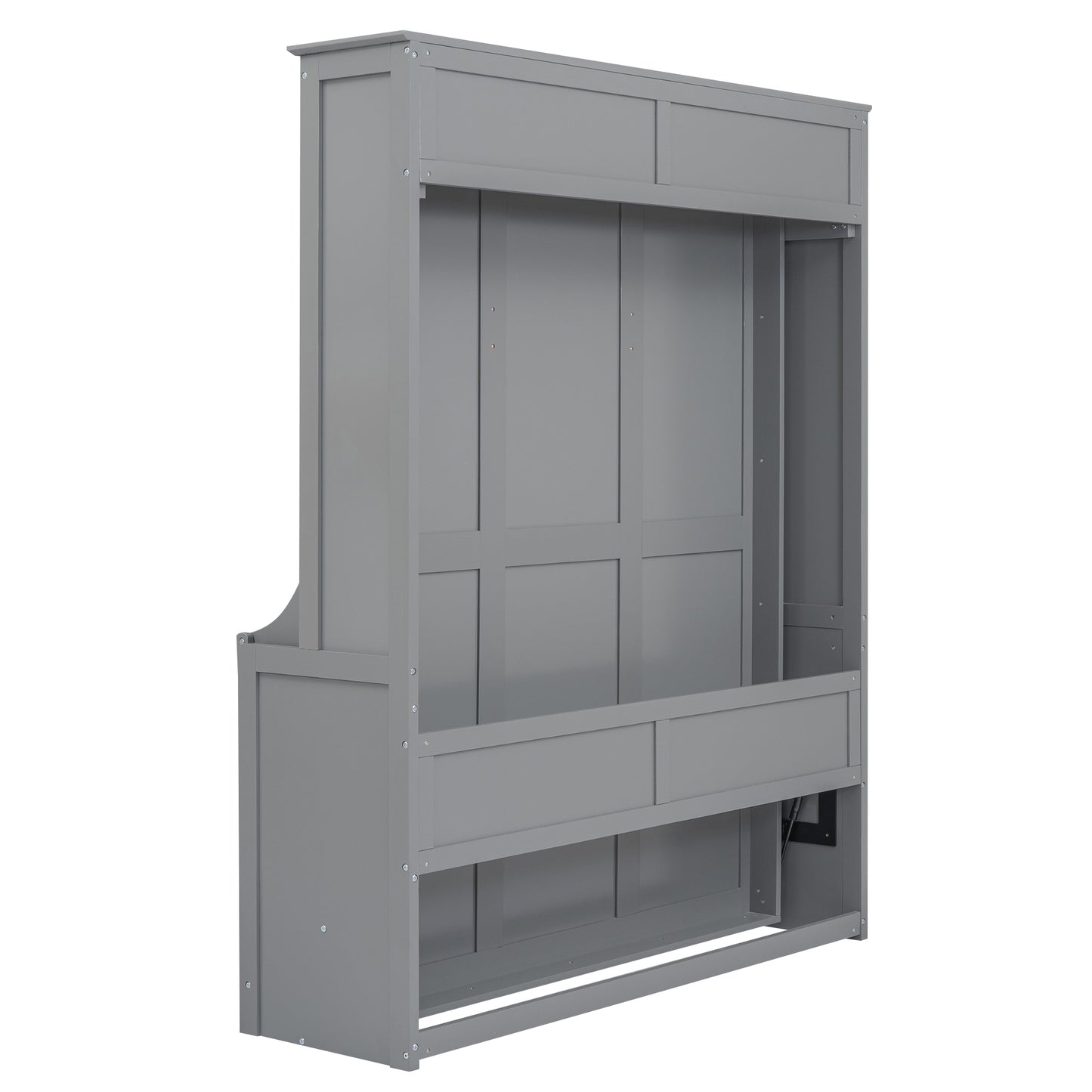 Queen Size Murphy Bed with Built-In Shelf, Space-Saving Design in Modern Gray Finish