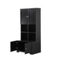 Bathroom storage cabinet, 4-door independent cabinet, adjustable shelf, open multi-layer shelf, black