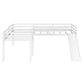 L-Shaped Twin Size Loft Bed with Ladder and Slide, White