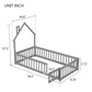 Twin House-Shaped Headboard Floor Bed with Fence Grey