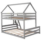 Twin over Full House Bunk Bed with Built-in Ladder Gray