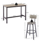 Bar Table Set with 4 Bar stools PU Soft seat with backrest Grey 47.24'' L x 23.62'' W x 35.43'' H