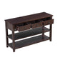 Retro Design Console Table with Two Open Shelves, Pine Solid Wood Frame and Legs for Living Room (Espresso)