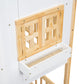 Twin over Twin House Bunk Bed with Roof , Window, Window Box, Door , with Safety Guardrails and Ladder, Natural/White