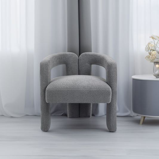 Teddy fabric modern design dining chair,open-Back ,modren kitchen armchair for Dinging Room(GREY)