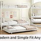 Heavy-duty Sturdy Meta Twin over Twin with Trundle Bunk Bed/l/ Noise Reduced/ Safety Guardrail/No Box Spring Needed,White