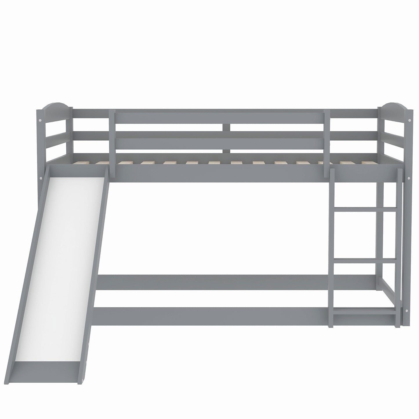 Twin over Twin Bunk Bed with Convertible Slide and Ladder Gray