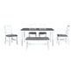 TOPMAX 6-Piece Wood Dining Table Set with Upholstered Bench and 4 Chairs, Farmhouse Style in Gray and White