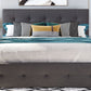 Upholstered Platform Bed with 2 Drawers and 1 Twin XL Trundle Linen Fabric Queen Size - Dark Gray