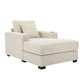 39.7" Oversized Chaise Lounger with Pillows, Charge Station, and Cup Holders, Chenille Fabric in Cream