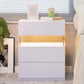 LED bedside table, bedroom, three drawers, dressing table, acrylic board, bedside furniture (white)