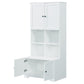 Bathroom storage cabinet, 4-door independent cabinet, adjustable shelf, open multi-layer shelf, white