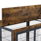 Furniture Style Dog Crate Side Table on Wheels with Double Doors and Lift Top. Rustic Brown