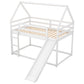 Twin Size Bunk House Bed with Slide and Ladder White