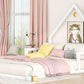 Full Size Wood Floor Bed with House-shaped Headboard  White