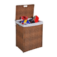 Laundry Hamper With Lid PE Rattan Powder Coating Frame Clothes Hampers with 02 Removable Bags, 100L, Brown Color