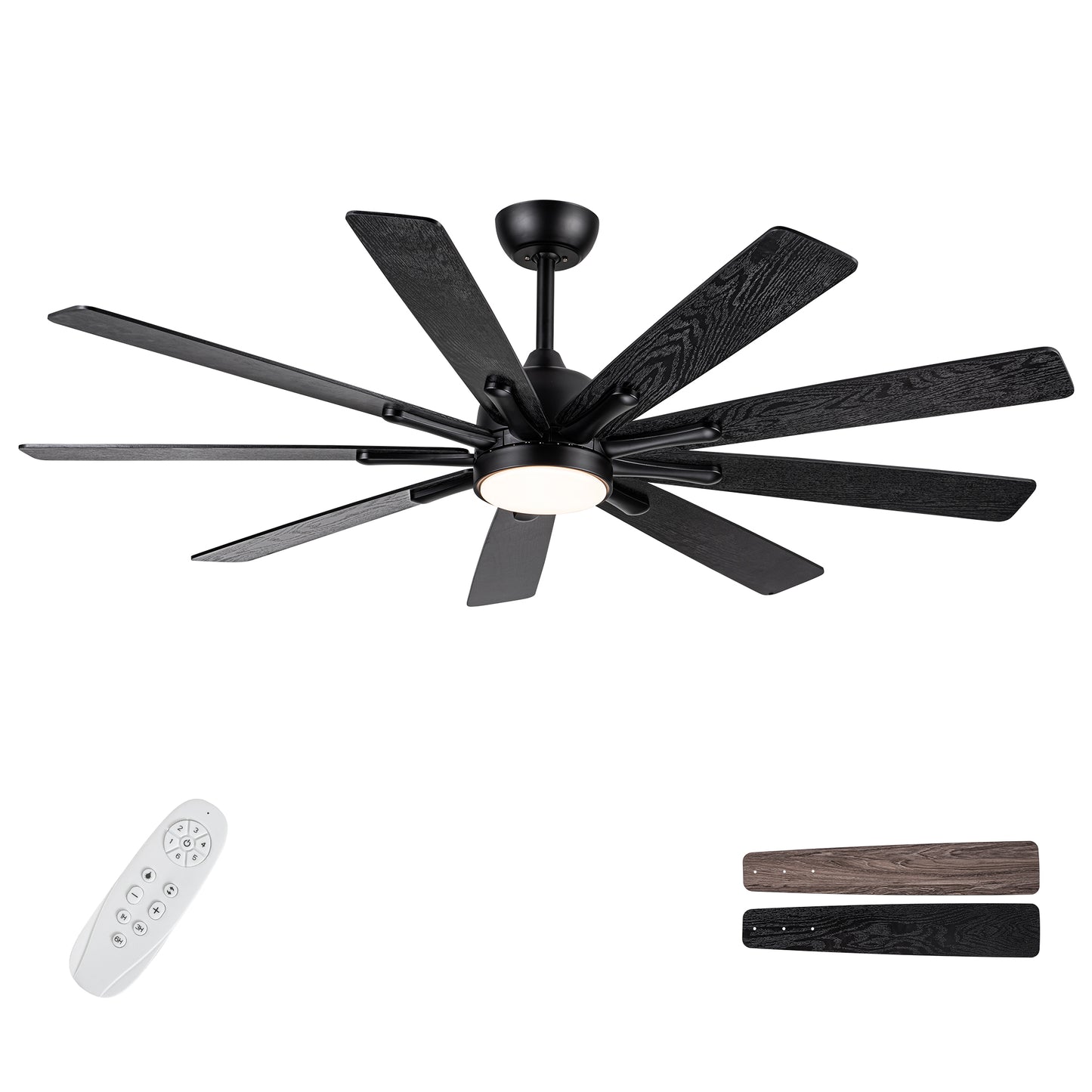 Mordern Farmhouse 62 In Black Ceiling Fan with Smart App and Remote Control