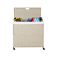 Laundry Hamper With Lid PE Rattan Powder Coating Frame Clothes Hampers with 02 Removable Bags, Wheels, 160L, Grey Color