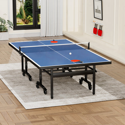 Mesa de ping pong profesional para interiores de MDF de 15 mm con red y raquetas, 108" x 60" x 30"