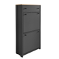 ONTREND functional with 2 flipped drawers, top shoe cabinet with adjustable panel, independent shoe rack, gray