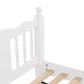 Twin Bed with Column-Decoration Headboard, with Bed Slats,White