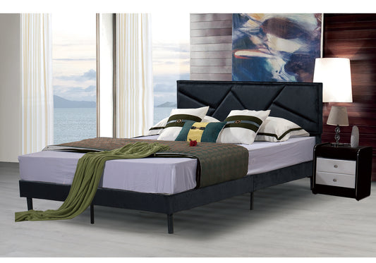 Queen Upholstered Bed Frame – Black