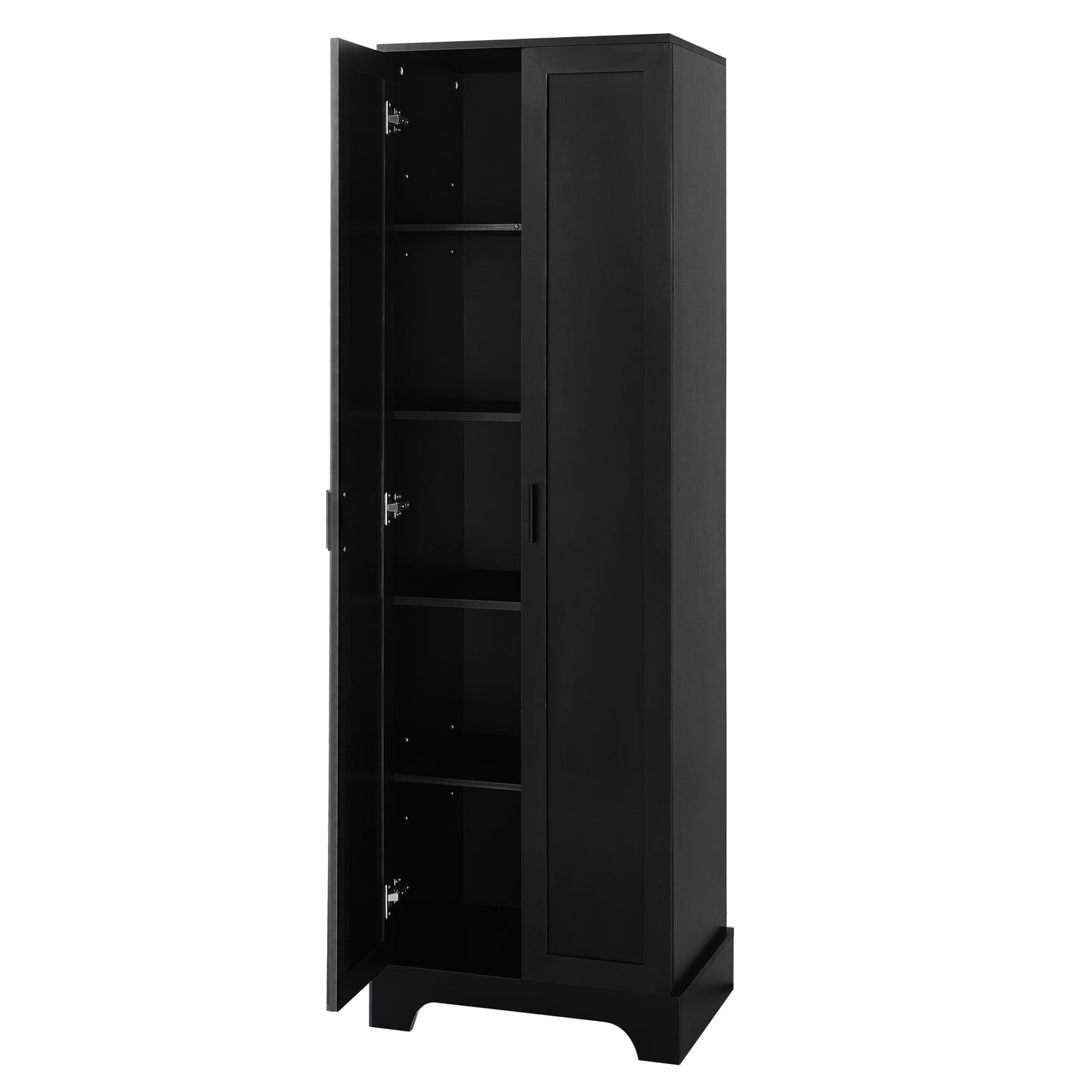 Storage Cabinet with Two Doors for Bathroom, Office, Adjustable Shelf, MDF Board, Black