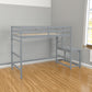 Twin High Loft Bed with Ladder landing Platform, Ladders, Guardrails,Grey