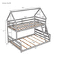 Twin over Full House Bunk Bed with Built-in Ladder Gray