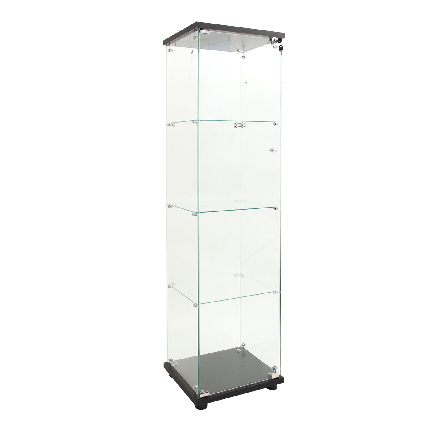 4 LED light glass display cabinets with door shelves, floor standing antique bookshelf