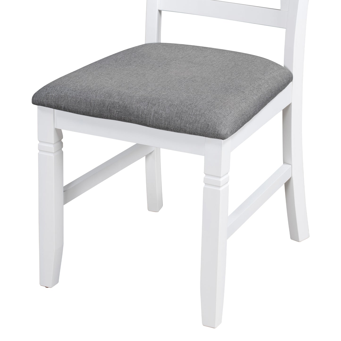 Juego de mesa de comedor de madera TOPMAX de 6 piezas con banco tapizado y 4 sillas, estilo rústico en gris y blanco