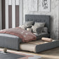 Linen Upholstered Platform Bed With Headboard and Trundle Full