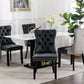 Tufted Solid Wood Contemporary PU and Velvet Upholstered Dining Chair with Wood Legs Nailhead Trim 2-Pcs Set Black+Gray