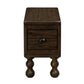 Solid wood end table, rectangular 23.6 inch narrow edge table with drawers, vintage bedside table, Espresso