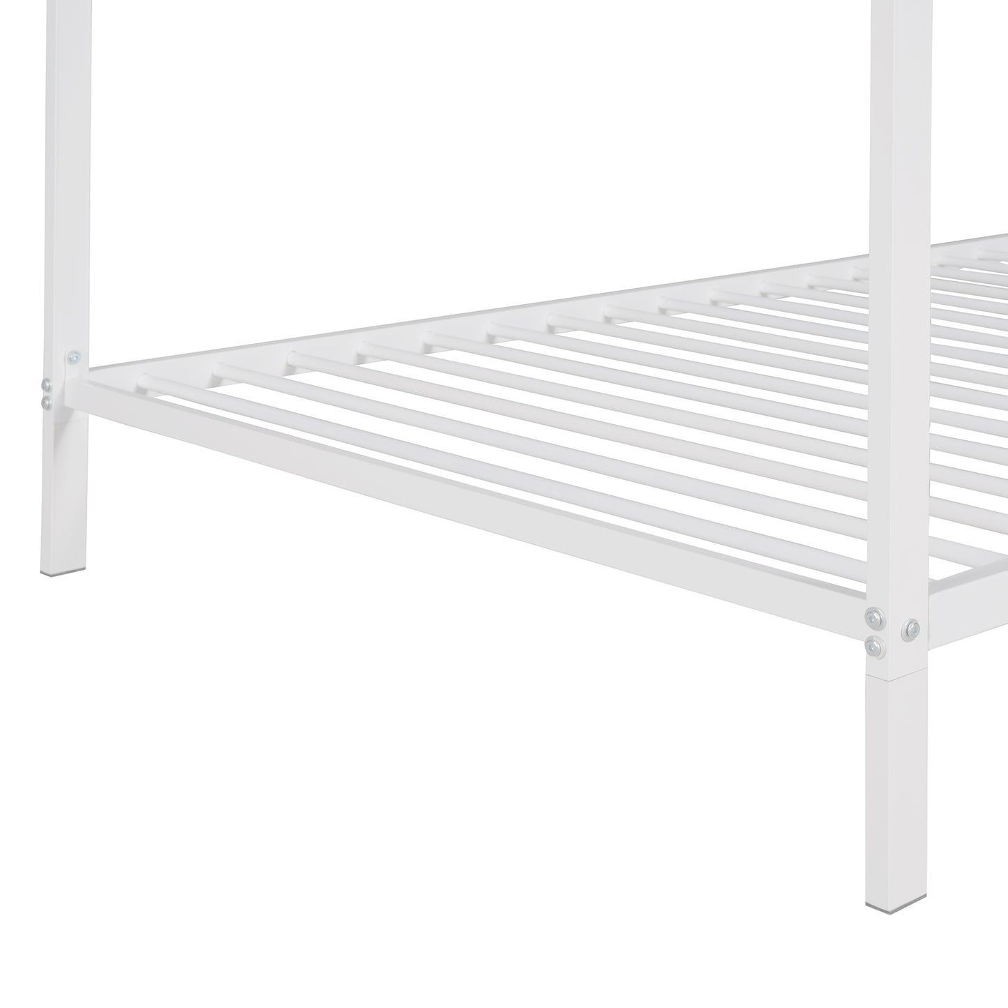 House Bed Frame Twin Size Kids Bed Frame Metal Platform Bed Floor Bed for Kids Boys Girls No Box Spring Needed White